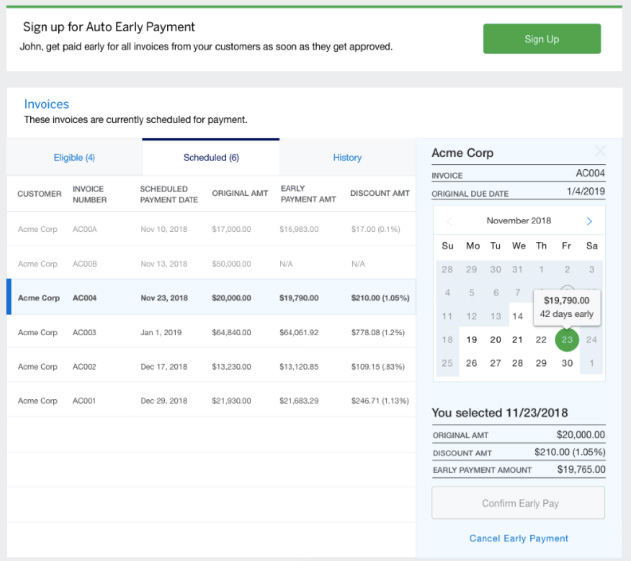 Screenshot of the EarlyPay Dashboard